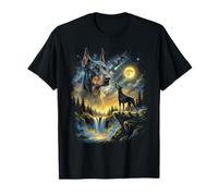 Doberman Howling to The Moon Meme Funny Doberman Dog des années 90 T-Shirt