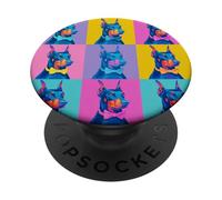 Doberman Nœud Papillon coloré Pop Art Chien Grille Portrait PopSockets PopGrip Adhésif