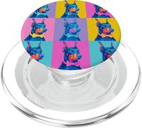 Doberman Nœud Papillon coloré Pop Art Chien Grille Portrait PopSockets PopGrip pour MagSafe