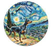 Doberman Pinscher 1000 Pièces Puzzle Circulaire Animal de Compagnie Chien Puzzle Adulte pour Enfants Puzzle Familial Jeu D'Intelligence Cadeaux 1000pcs (67.5x67.5cm)
