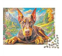 Doberman Pinscher Puzzle 1000 Piece pour Adultes, Puzzle Difficile Jeu D'adresse pour Toute La Famille 38x26cm/1000pcs
