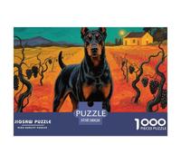 Doberman Pinscher Puzzle 1000 Pièces Détente & Relaxation Chien Mignon Puzzle Difficile Impossible pour Adultes Adultes Et Enfants Dès 14 Ans38x26cm/1000pcs