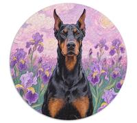 Doberman Pinscher Puzzle 1000 Pièces Jeu Cadeau Unique Chien Mignon Puzzle Ronds Jeu D'Intelligence pour Adultes Et Enfants1000pcs (67.5x67.5cm)