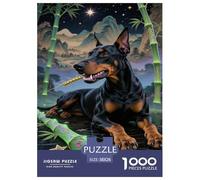 Doberman Pinscher Puzzles 1000 Pieces Cadeau Unique Jeu Éducatif Challenge Toy À De Qualité Supérieure Peinture Art pour Adultes Et Enfants À Partir De 12 Ans 38x26cm/1000pcs