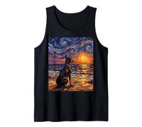 Doberman Pinscher Starry Night Dobie at The Beach Illustration Débardeur