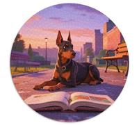 Doberman Pinscher1000 Pièces Puzzles pour Adultes Et Enfants Chien de compagniePuzzle Rond, Doodle Puzzle, Décompression, Cadeau, Jouets Éducatifs, Difficile, Impossible1000pcs (67.5x67.5cm)