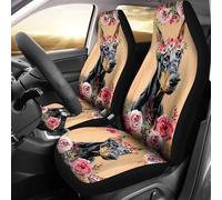 Doberman Porte Une Couronne De Fleurs 2 Pièces Housses De Siège De Voiture Avant Élastiques Housse De Sieges Auto Lavable Housse Couverture Couvre Sieges Universel pour Camionnettes SUV Berlines