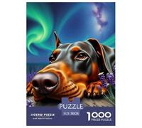 Doberman Puzzles 1000 Pièces Cadeau Unique Chien Jeu Éducatif Challenge Toy À De Qualité Supérieure Peinture Art pour Adultes Et Enfants À Partir De 12 Ans 38x26cm/1000pcs