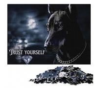 Doberman Trust Yourself Diamond Graphic Puzzle en Bois, 1000 pièces | Cadeau du Nouvel An pour passionné : loisir manuel en intérieur seul ou à plusieurs.
