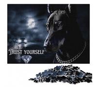 Doberman Trust Yourself Diamond Graphic Puzzle en Bois Adulte, 300 pièces | Des détails du motif nets - un loisir concentré autour de la table pendant le temps libre.