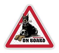 Dobermann On Board Autocollant de voiture, réfléchissant, imperméable, PVC, autocollant d'avertissement drôle Doberman Pinscher pour fenêtre de voiture et pare-chocs, 25 cm