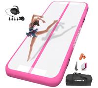 DOBESTS Air Track Tapis de Gymnastique Gonflable, Air Floor Mat, 10cm / 20cm Haut Tapis Entraînement, Tapis de Gymnastique 2/3/4/5/6 m, Gym Tumbling avec Pomp a air (rose, 600x100x10 cm)