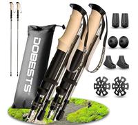 DOBESTS Bâtons de Randonnée Pliables, Bâtons de Randonnée Télescopiques de 110 à 130 cm, Bâtons de Randonnée en Alliage D'aluminium et Fibre de Carbone et Accessoires (Gris argenté)