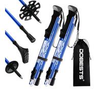 DOBESTS Bâtons de Randonnée Pliables, Bâtons de Randonnée Télescopiques de 110 à 130 cm, Bâtons de Randonnée en Alliage D'aluminium et Fibre de Carbone et Accessoires (Bleu)
