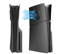 DOBEWINGDELOU Faceplate pour PS5 Slim Disc Edition avec fentes d'aération et filtre à poussière, plaque de recouvrement de console en ABS étanche à la poussière côté coque accessoire boîtier noir