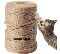 DOBIGER Corde en Sisal pour Arbre à Chat de 8 mm x 50M, Corde Arbre a Chat Scratch Pilier, Chanvre Naturel 8mm, Décoration de Jardin et Maison