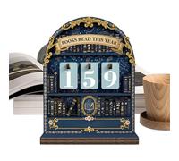 d'objectifs de lecture en bois - Compteur de lecture annuel de livres, décoration d'étagère interactive avec carreaux de chiffres, décoration de bibliothèque rustique de 16 cm, cadeau littéraire