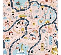 DobleUve Estudio Tapis de Vinyle pour Enfants 05 | Rose | 200x200 cm | Tapis Enfant Lavable | Antidérapant | Tapis PVC Chambre Enfant