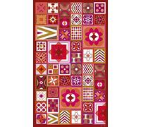 DobleUve Estudio Tapis Vinyle 2 | Rouge | 65x140 cm | Tapis Cuisine | Tapis de Salon Antidérapant Antifongique Ignifuge | Tapis Enfants | Tapis Bain PVC | Tapis PVC