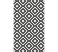 DobleUve Estudio Tapis Vinyle Géométrique | Noire | 140x200 cm | Tapis Cuisine | Tapis de Salon Antidérapant Antifongique Ignifuge | Tapis Enfants | Tapis Bain PVC | Tapis PVC