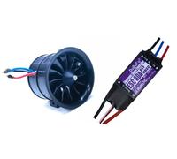 DoBoFo EDF 70 mm Pro CCW 4S 2800 KV 16,8 V 12 pales avec ESC 80 A, ventilateur électrique conduit avec contrôleur de vitesse électronique, moteur à jet radiocommandé, moteur sans balais, modèle de