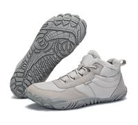 DOBOLIN Barefoot Botte Hiver Homme Bottine Femme Bottes de Neige Bottine Fourrées Boots Hiver Chaussures de Randonnée Antidérapante Chaussures Minimaliste Gris, EU GR.44