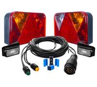 DOBPLAST Kit déclairage 2 Feux arrière 6 Fonctions 2 Feux de gabarit LED Faisceau 5,5m Prise 13 Broches connecteurs Rapides Set Complet arrière Robuste pour remorque Plateau