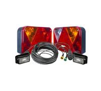 DOBPLAST Kit déclairage 2 feux arrière 6 fonctions 2 feux de gabarit LED faisceau 7m prise 13 broches connecteurs rapides set complet arrière très robuste pour remorque plateau