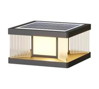 DOBQHWY Lampadaire Carré Aluminium Moulé Sous Pression Lampe Solaire Pour Poteau D'éclairage Paysager Lampes Pilier Extérieures Étanches Haute Luminosité Lampe D'éclairage De Colonne (1 Unité)