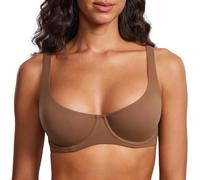 DOBREVA Femme Soutien Gorge avec Armature Invisible Balconnet Grande Taille Non-Rembourré Brun Bois de Santal-2 95B