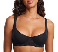 DOBREVA Femme Soutien Gorge avec Armature Invisible Balconnet Grande Taille Non-Rembourré Noir 110D