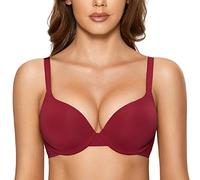DOBREVA Femme Soutien Gorge Invisible Push Up Rembourré avec Armature Cerise 85AA