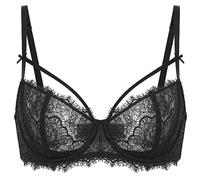 DOBREVA Femme Soutien Gorge Push Up Balconnet Grande Taille avec Armatures Sexy Dentelle Demi Noir 90F