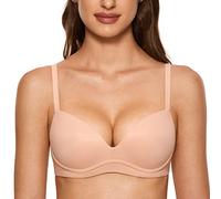 DOBREVA Femme Soutien Gorge Push Up sans Armature Invisible Decollete Plongeant Confortable Blush Beige 110B