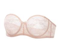 DOBREVA Femme Soutien Gorge sans Bretelles Grande Taille avec Armature Bandeau Transparent Rose Abricot 105B