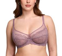 DOBREVA Femme Soutien Gorge Transparent avec Armature Minimiseur Dentelle Bralette Marron Rose 90D