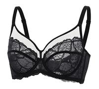 DOBREVA Femme Soutien Gorge Transparent avec Armature Minimiseur Dentelle Bralette Noir 105E