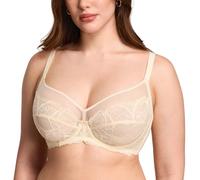 DOBREVA Femme Soutien Gorge Transparent avec Armature Minimiseur Dentelle Bralette Parchemin 100D