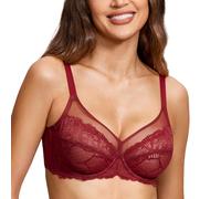 DOBREVA Femme Soutien Gorge Transparent avec Armature Minimiseur Dentelle Bralette Rouge Chinois 100F