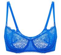 DOBREVA Femme Soutien Gorge Transparent avec Armature Sexy en Dentelle de Cils à Bretelles Convertibles Bleu Céleste 90E