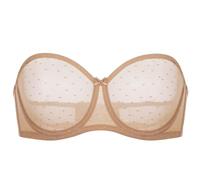 DOBREVA Femme Transparent Soutien Gorge sans Bretelles Bandeau Grande Taille avec Armature à Maille Naturel 85F