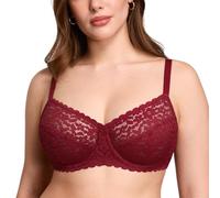DOBREVA Soutien-Gorge Dentelle Emboitant Minimiseur avec Armatures Femme Rouge Chinois 105C