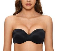 DOBREVA Soutien Gorge Invisible sans Bretelles Push up avec Armature pour Femme Noir 100D