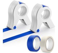 DOBRVVGT Lot de 2 applicateurs de ruban adhésif de masquage avec ruban adhésif blanc bleu de 3,6 cm chacun, ruban de masquage peinture