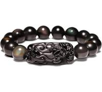 d'obsidien Noir, d'obsidien doré Naturel Naturel ajusté ajusté Femmes, D, 12 mm (Couleur: B, Taille: 14 mm)