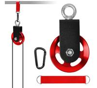 DOBVDLA Poulie en Alu de 90 mm Avec Support en U, Poulie de Corde de Fitness pour Groupe de Poulies à câble, équipement de Salle de Sport DIY, Poulie de Câble Avec Crochet à Ressort, Rouge