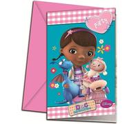 Doc McStuffins - Logo - Invitations, fête pack de 6 - carton SG30958 (taille unique) (rose/bleu/blanc)