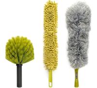 DocaPole - Kit de dépoussiérage Longue portée - Manche Extensible - Attrape Toiles d'araignées/plumeau en Microfibre/Chiffon Chenille