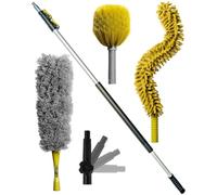 DOCAZOO DocaPole - Kit de dépoussiérage Longue portée - Manche Extensible - Attrape Toiles d'araignées/plumeau en Microfibre - 3,5 m