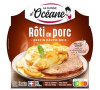 D'OCEANE - Plat cuisiné rôti porc/gratin dauphinois LA CUISINE | Savoureux et onctueux | Idéal pour un repas réconfortant | l'assiette de 300 g | LOT DE 4